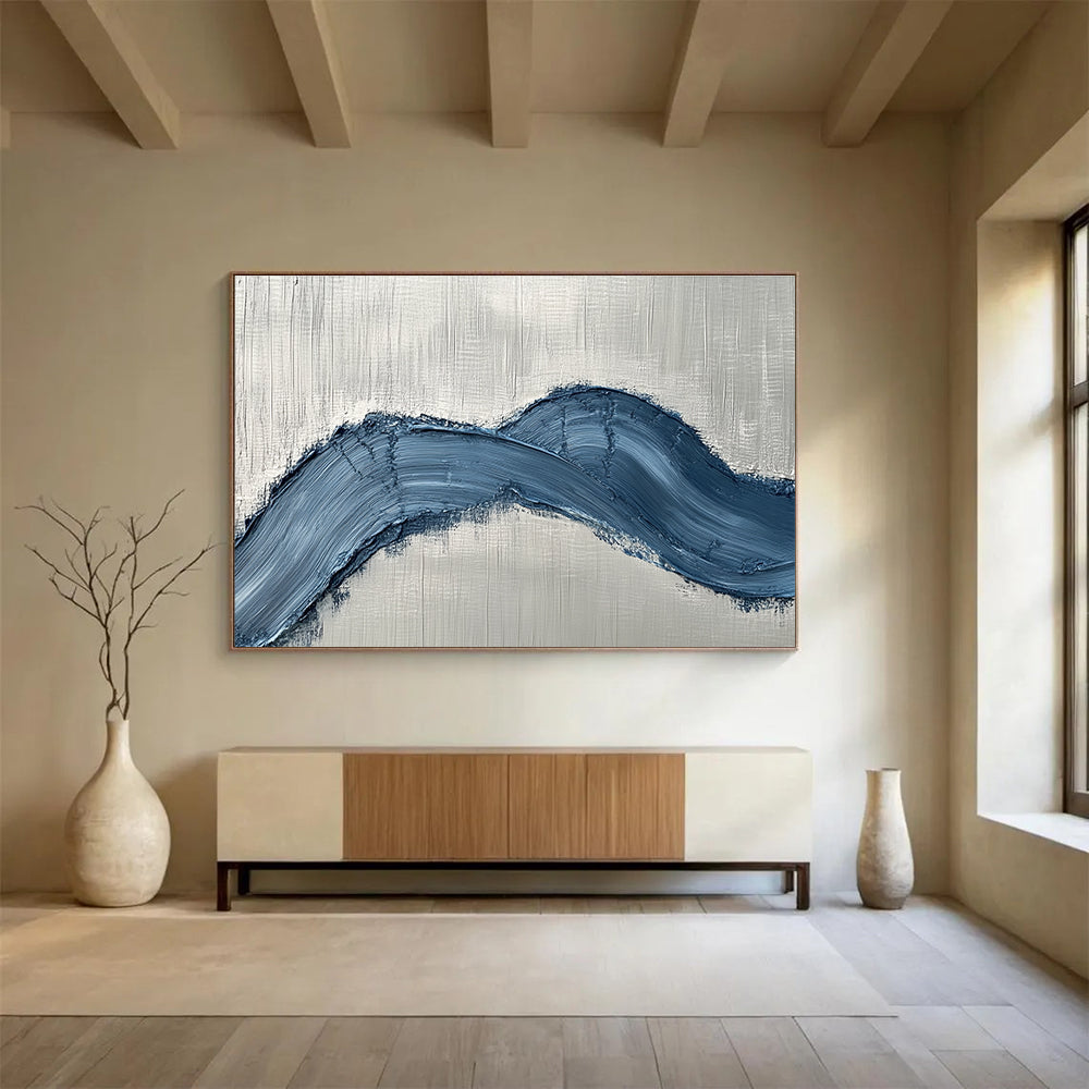 Blue Gray Textured - Curved Impasto Abstract Painting DYP044