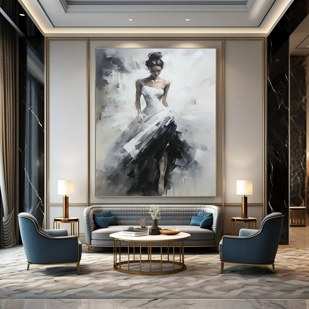 Large Hand-Painted Abstract Art for Entryway and Cottage Living Room DLZ1547
