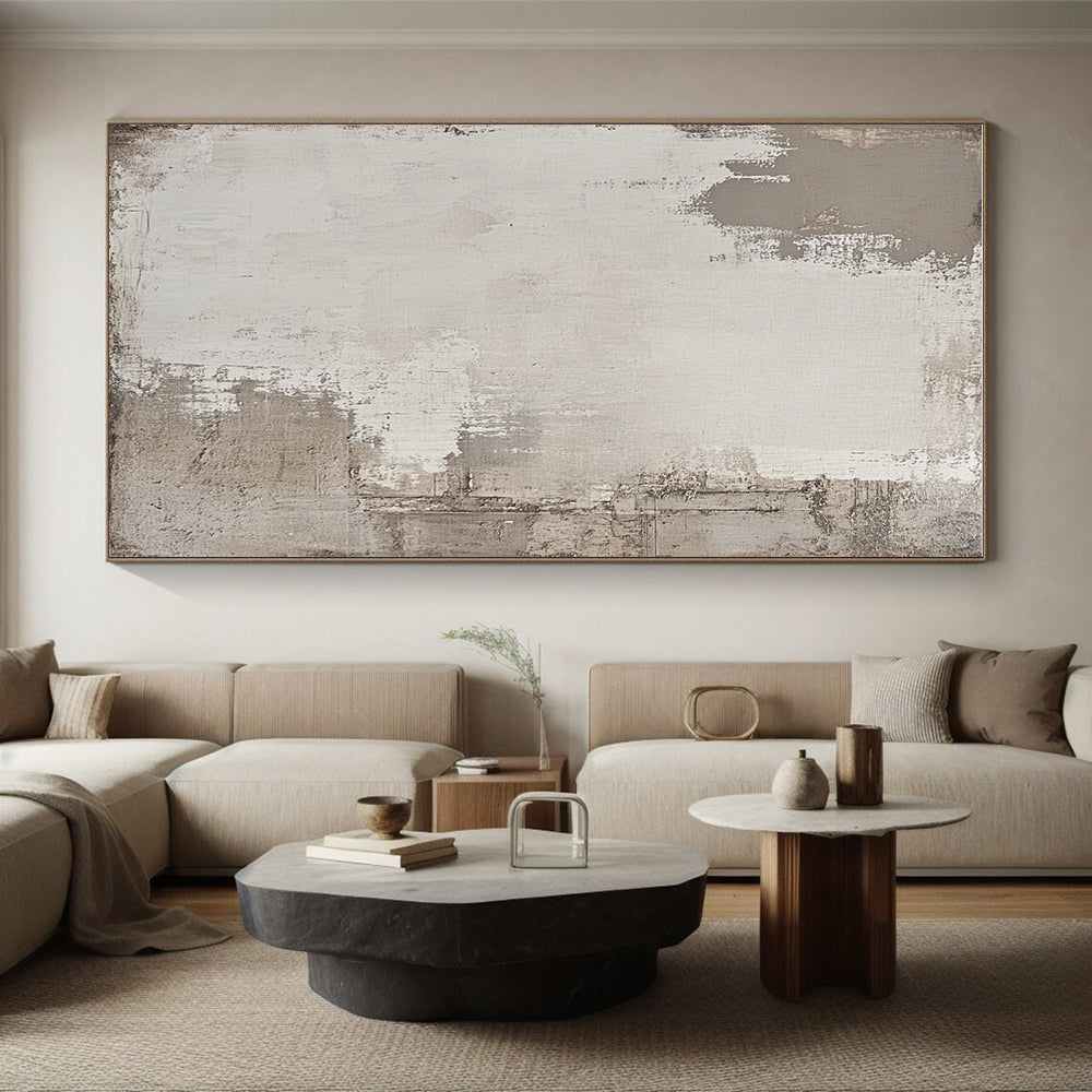 Light Gray Textured Abstract Painting with Subtle Variations GER042