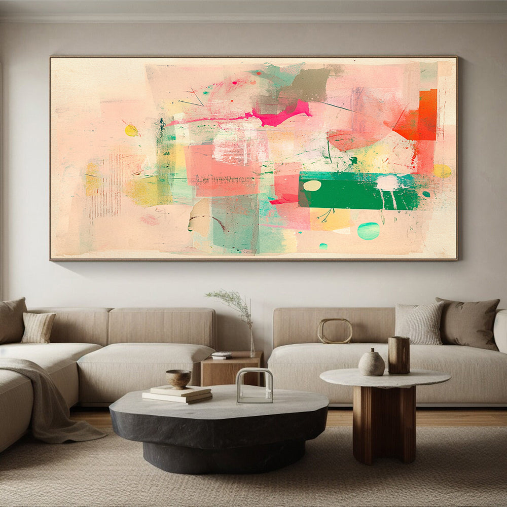Colorful Collage - Style Abstract Painting with Mixed Shapes GER272