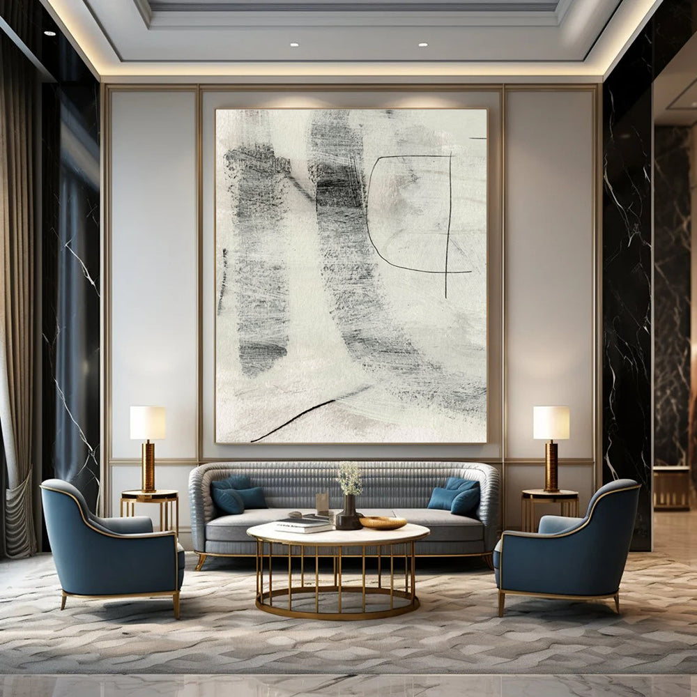 Monochromatic Abstract with Textured Marks and Subtle Shades Painting ADGE213