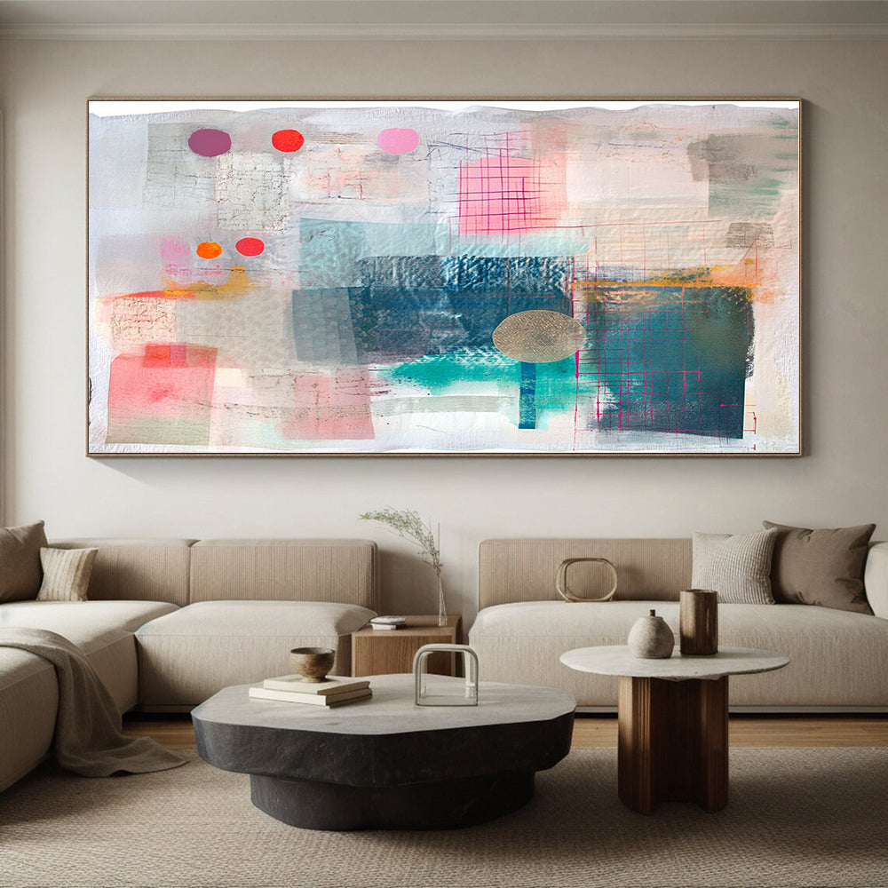 Colorful Geometric Mixed Media Abstract Collage Art GER203