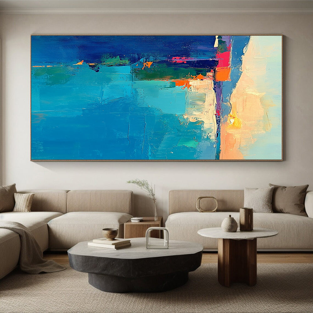 Colorful Coastal Scene Abstract Painting with Vibrant Hues GER400
