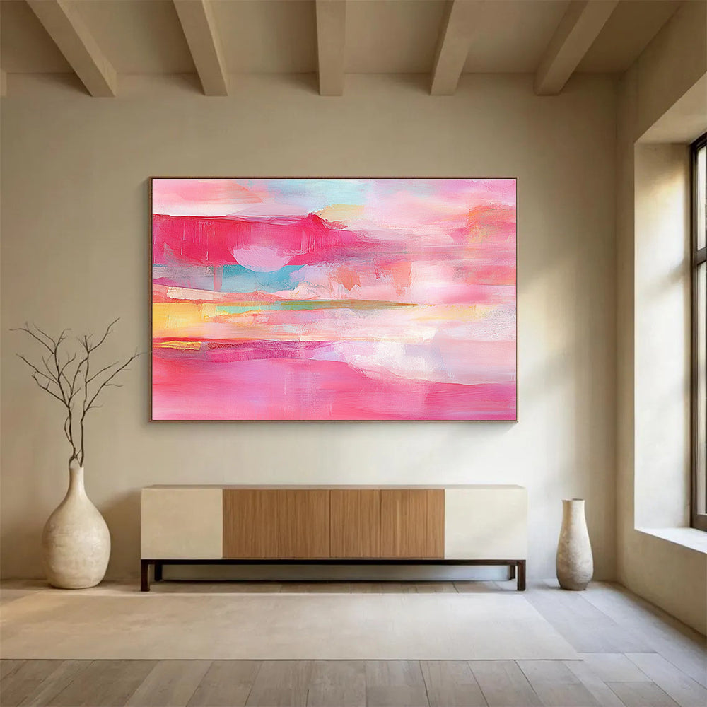 Pink Toned Abstract Landscape Painting with Soft Color Layers DYP495