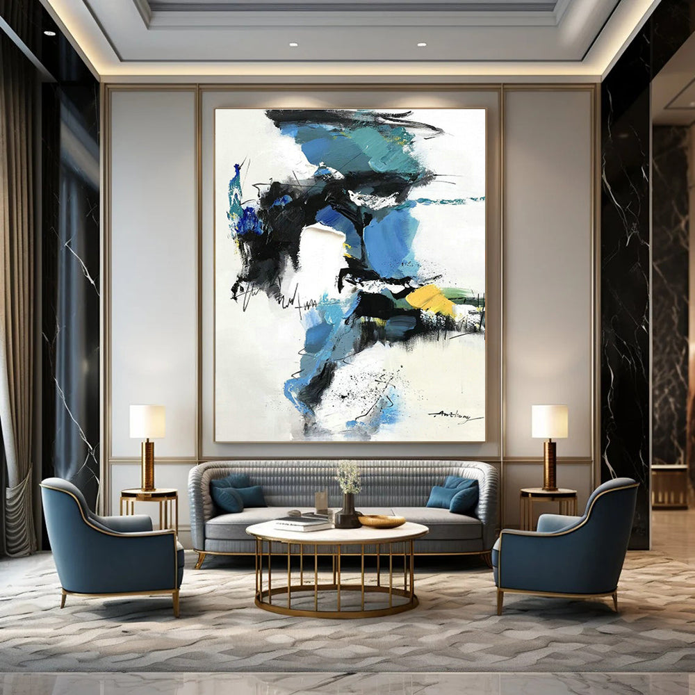 Custom Hand - Painted Abstract Art for Cottage Entryway Dog Runs and Office Utility Rooms DLZ0791