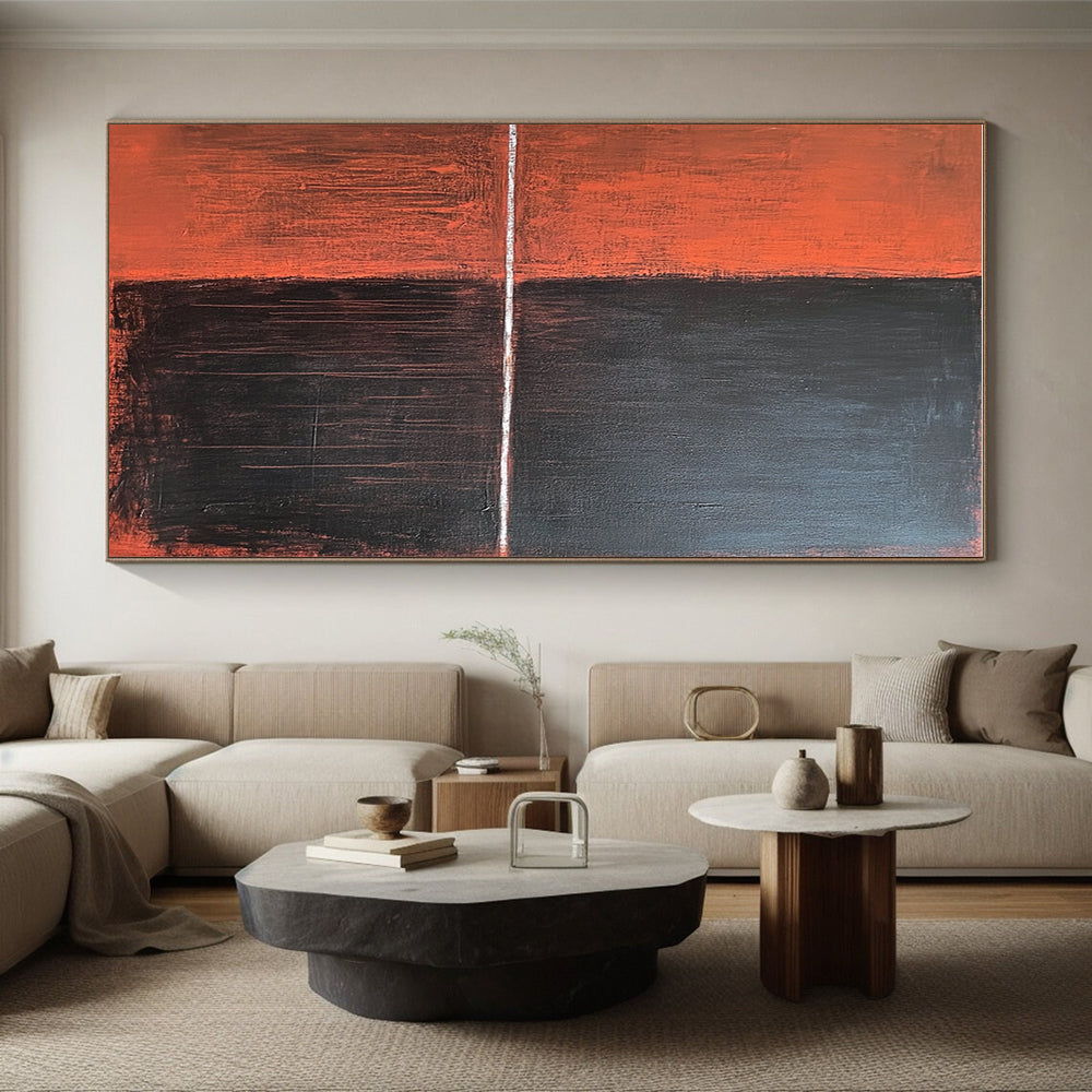 Red Black and White Abstract Painting with Bold Color Blocks GER035