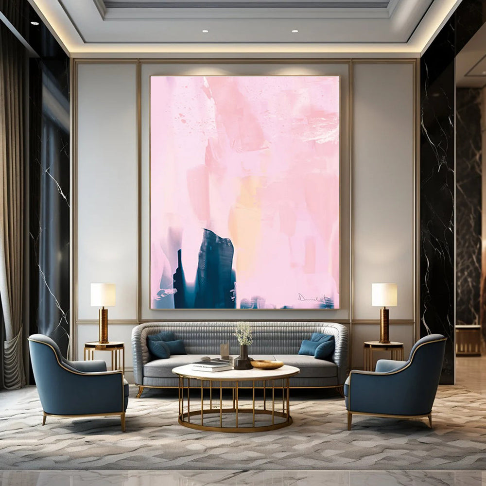 Pink and Blue Soft - toned Abstract Painting ADGE180