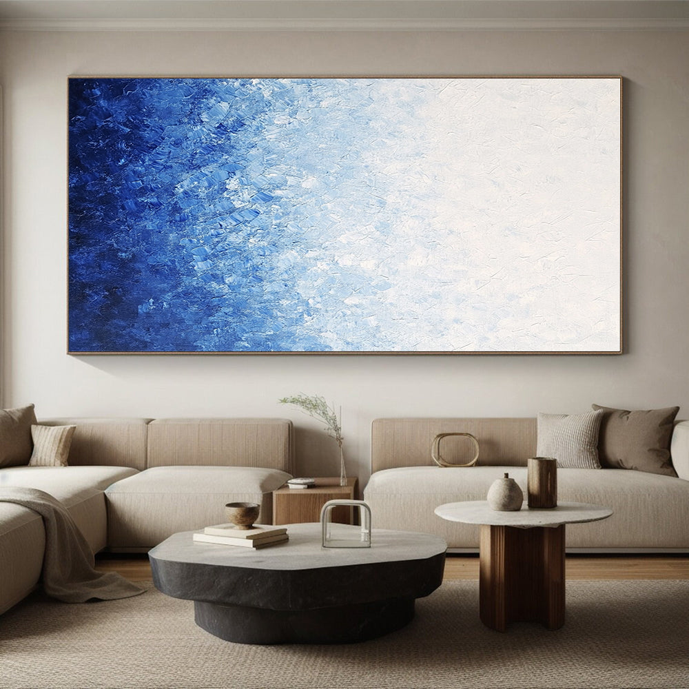 Blue Gradient Abstract Painting with Textured Depths GER393