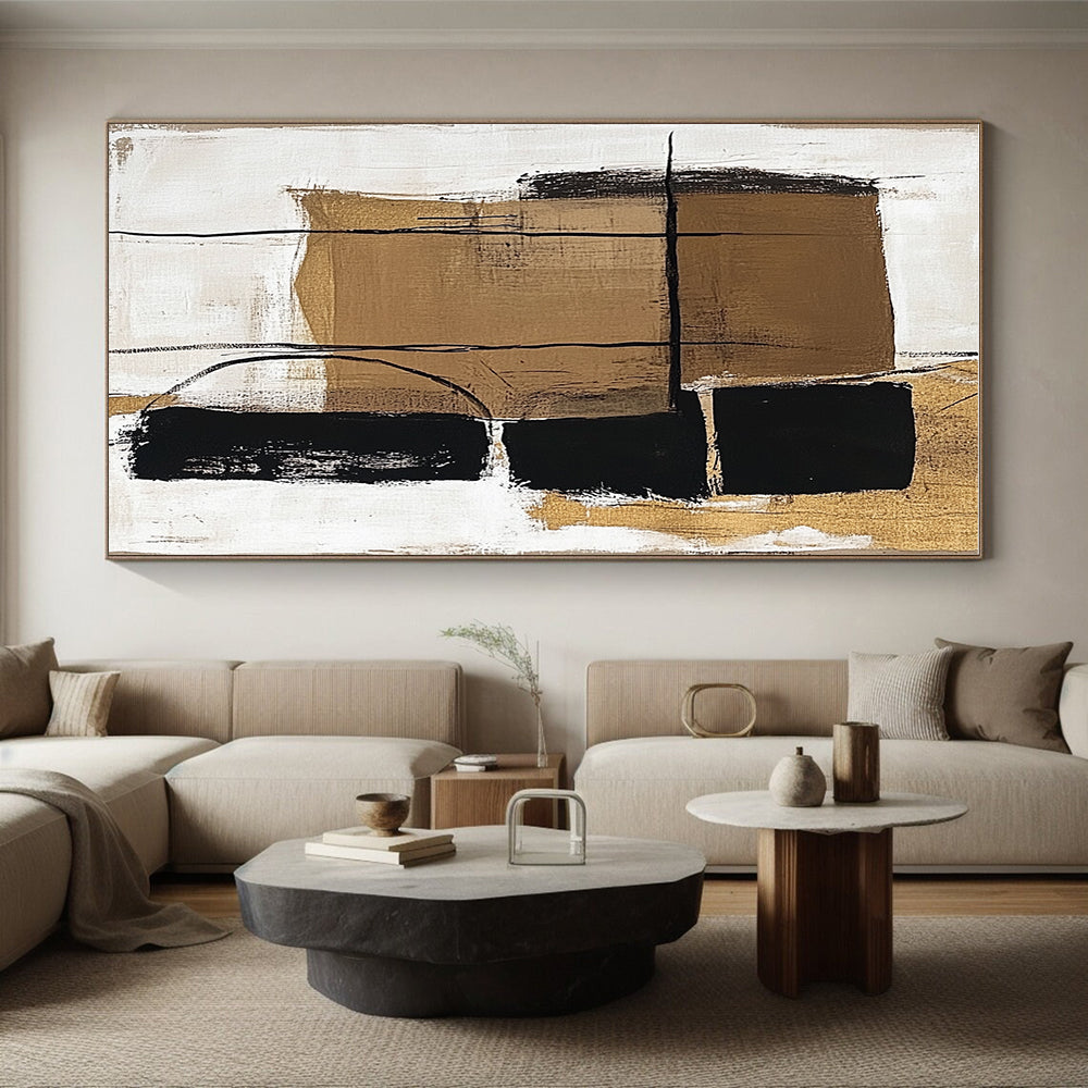 Brown Black Geometric Abstract Painting GER849