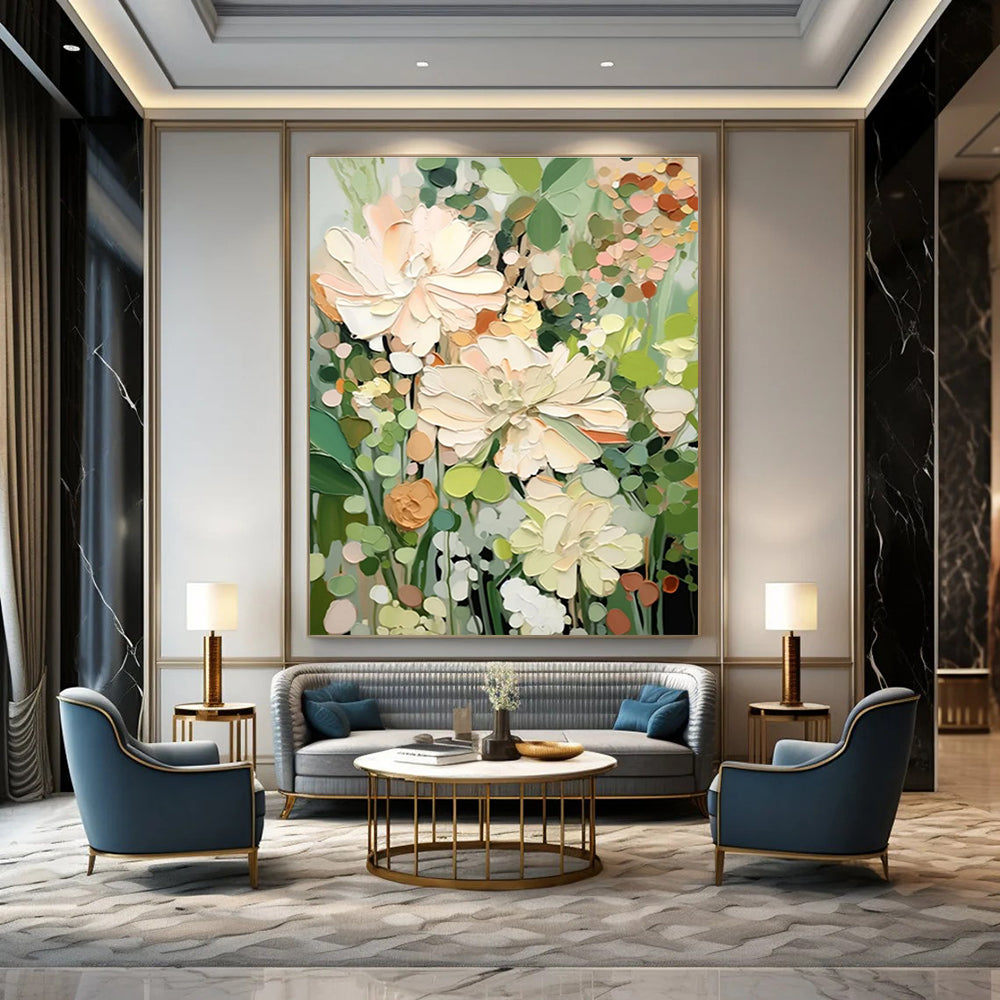 Textured Floral Abstract Painting with Soft Pastel Tones ADGE422