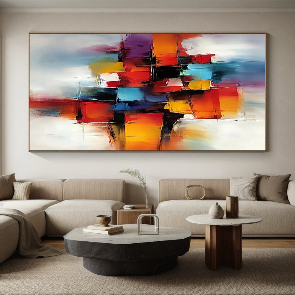 Colorful Block Abstract Painting with Vibrant Hues GER670