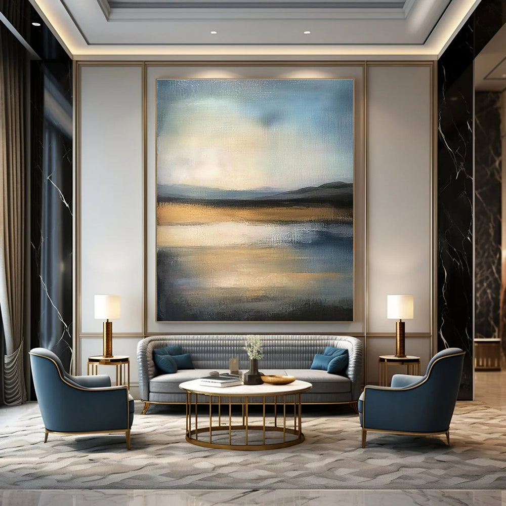 A large abstract painting featuring vibrant colors and dynamic shapes that inspire creativity and elevate any space’s ambiance.STSC1495