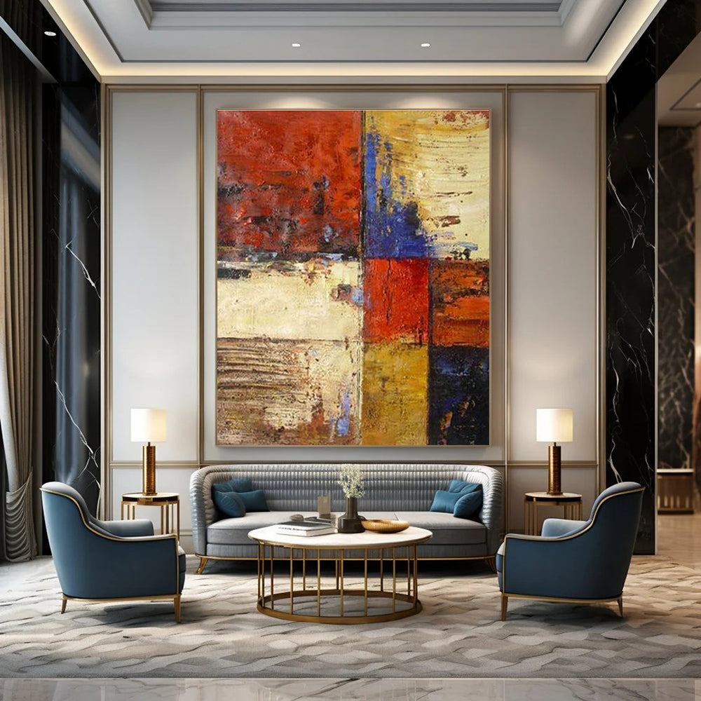 Roomy, Weathered - Effect Custom Hand - Painted Abstracts for Cottage Rusticity DLZ0464
