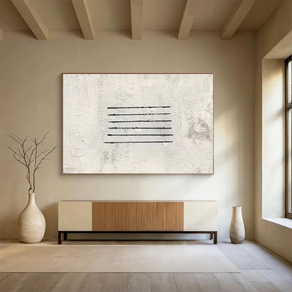 Simple Linear Abstract Painting with Black and White THY264