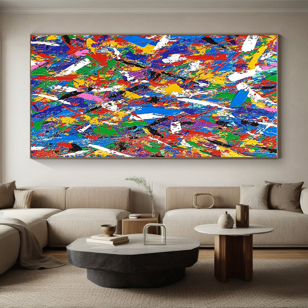 Colorful Splash Abstract Painting with Playful Patterns GER717