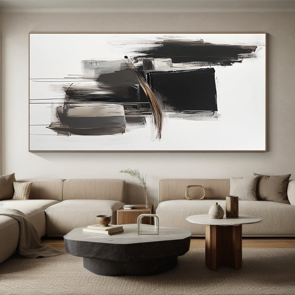 Dynamic Black White Abstract with Dripping Paint GER353