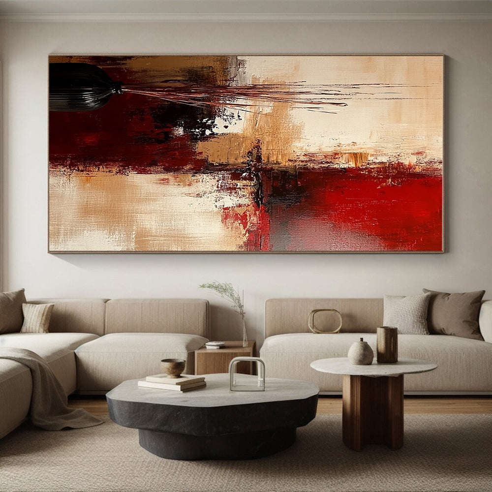 Red Beige Abstract Painting with Rich Textures GER728