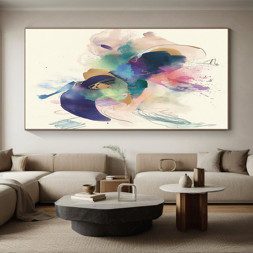 Colorful Ink - Splatter Abstract with Gold Accents GER276