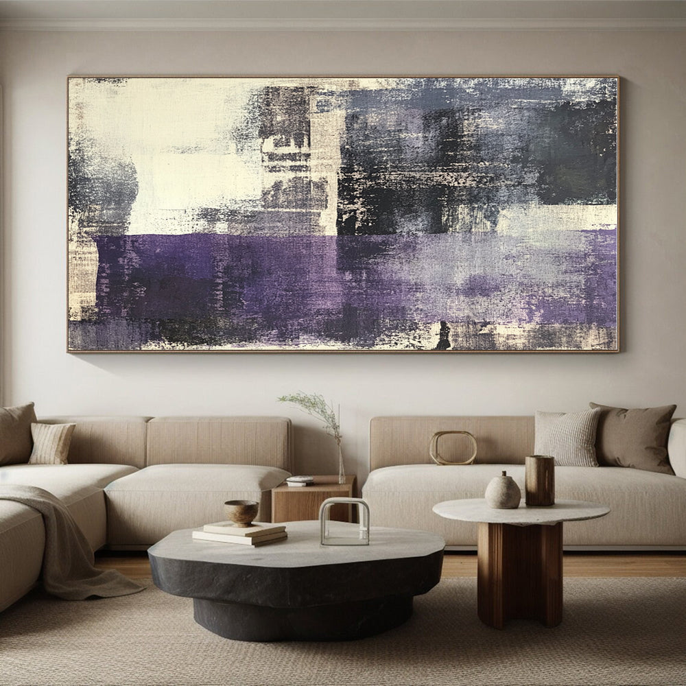 Purple Gray Abstract Painting with Moody Textures GER525
