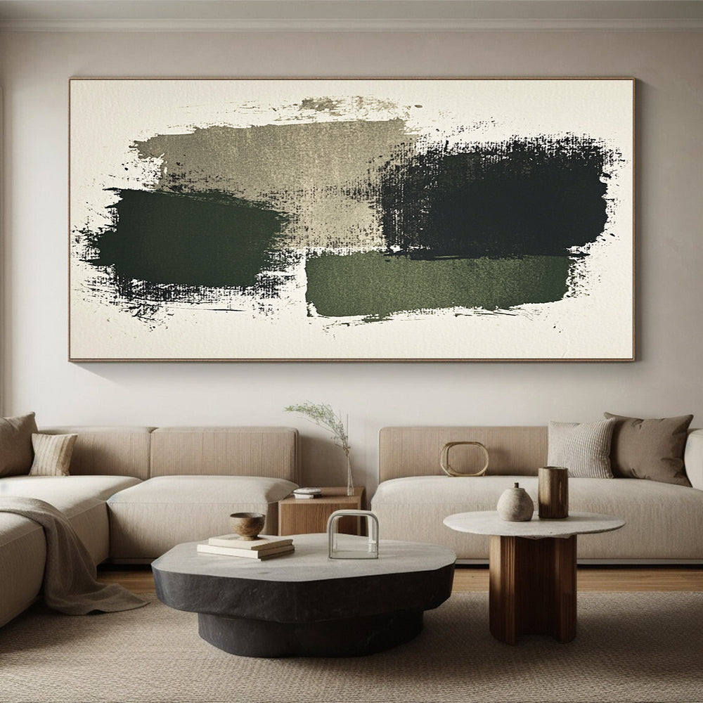 Earth - Toned Abstract with Black, Green, and Gray Textures GER265