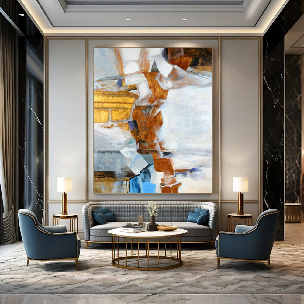 Custom Hand - Painted Abstract Art for Living Room Sectional Sofa Cushion Piping & Office Break Room Table Umbrella Canopies DLZ0944