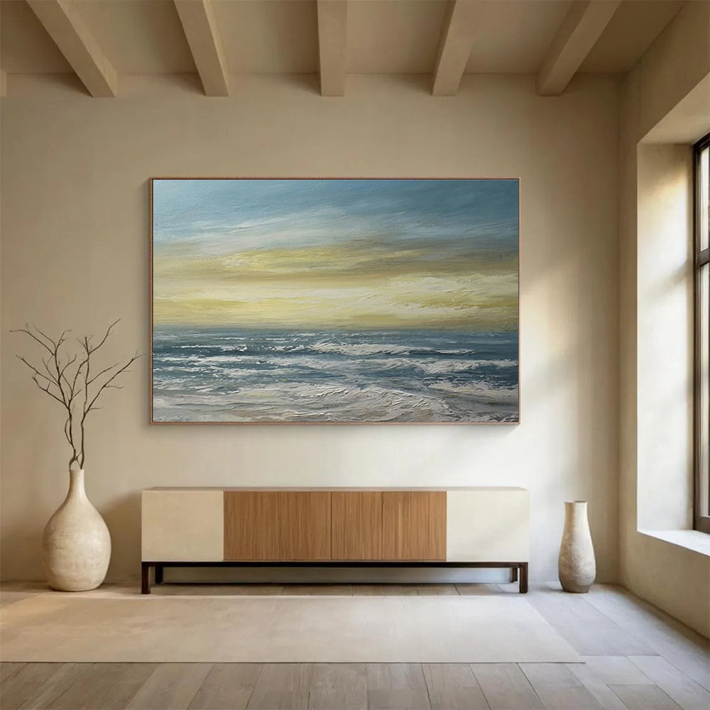 Yellow Sky Sea Sunset Abstract Painting THY032