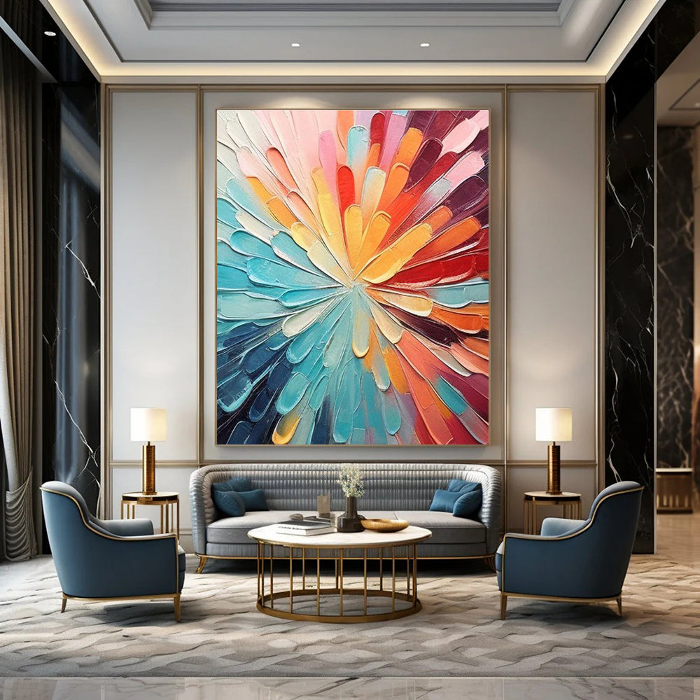 Colorful Petal Abstract Painting with Radial Pattern ADGE288