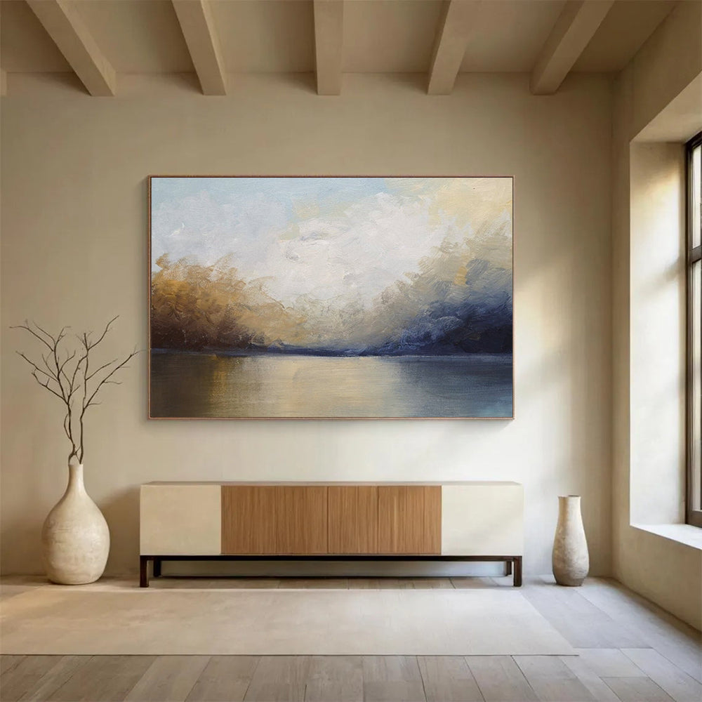 Serene Lake Landscape Abstract Painting THY009