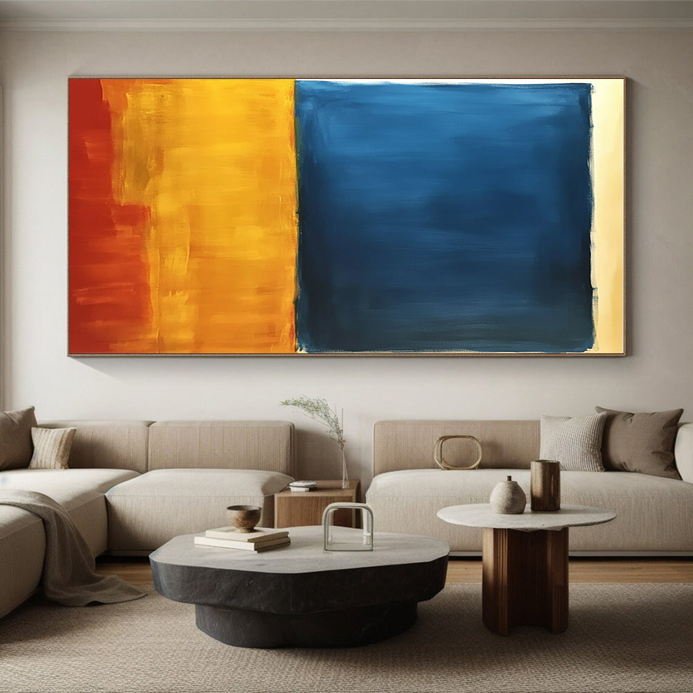 Blue and Yellow Abstract Gradient Painting with Subtle Textures GER221