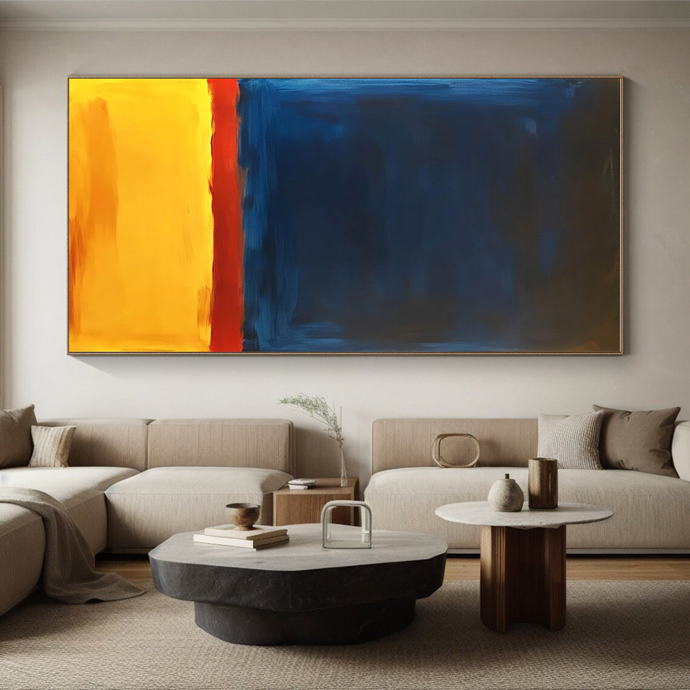 Blue Red and Yellow Abstract Painting with Bold Color Blocks GER544