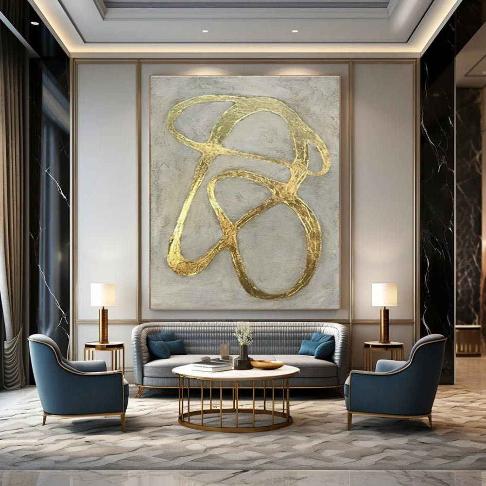Large Customizable Handmade Abstract Painting for Bedroom Bed Footboard Wall and Living Room Coffee Table Lower Shelf Wall DLZ2000