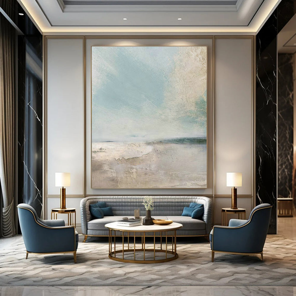 Oversized Custom Hand-Painted Abstract Art for Cottage Hallway Umbrella Stand Wall and Office Printer Station Wall DLZ2005