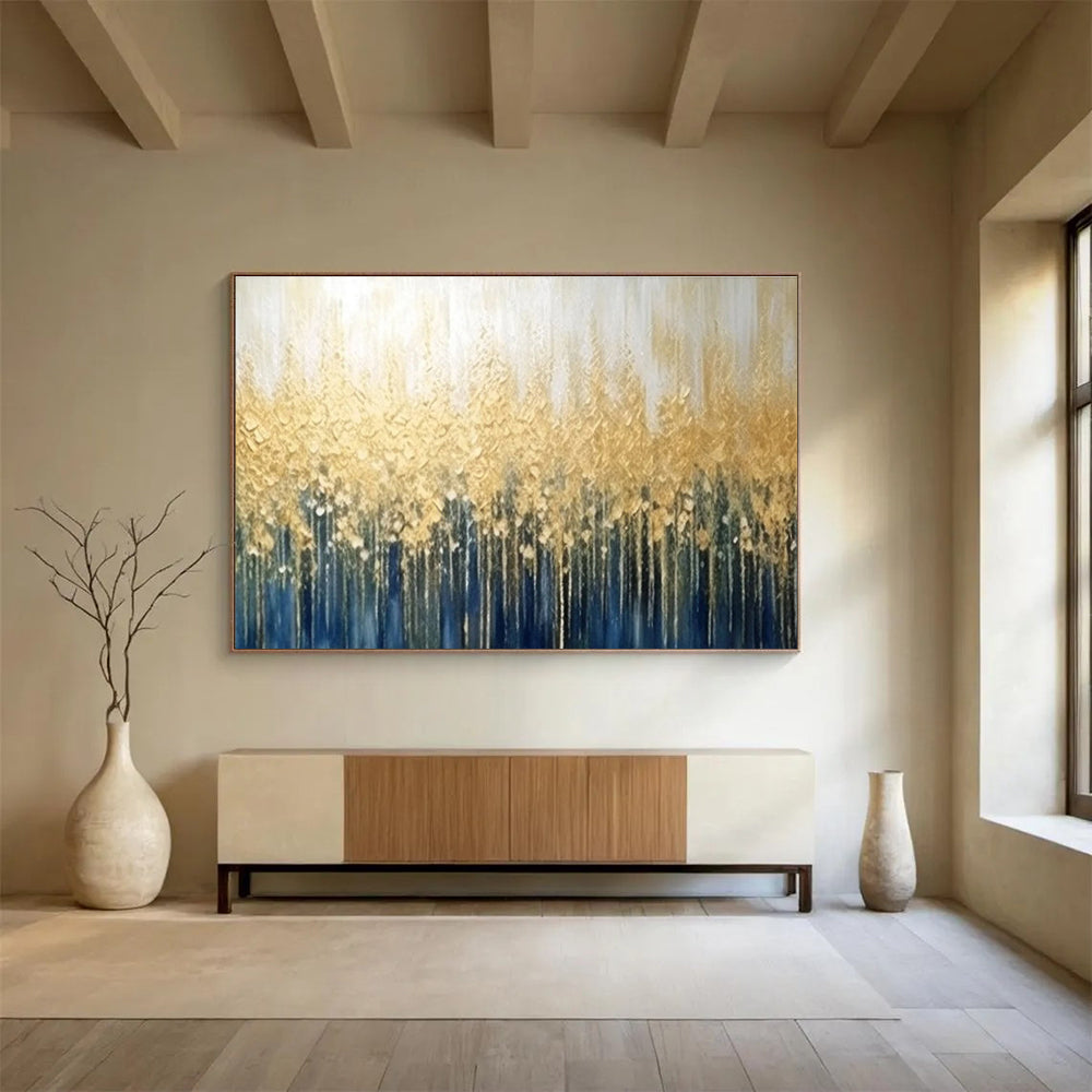 Gold Blue Forest Abstract Painting THY051