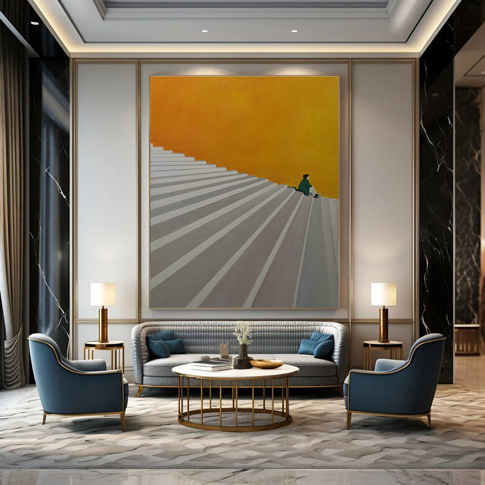Custom Hand - Painted Abstracts for Office Phone Booths & Cottage Living Room Window Alcoves DLZ0867