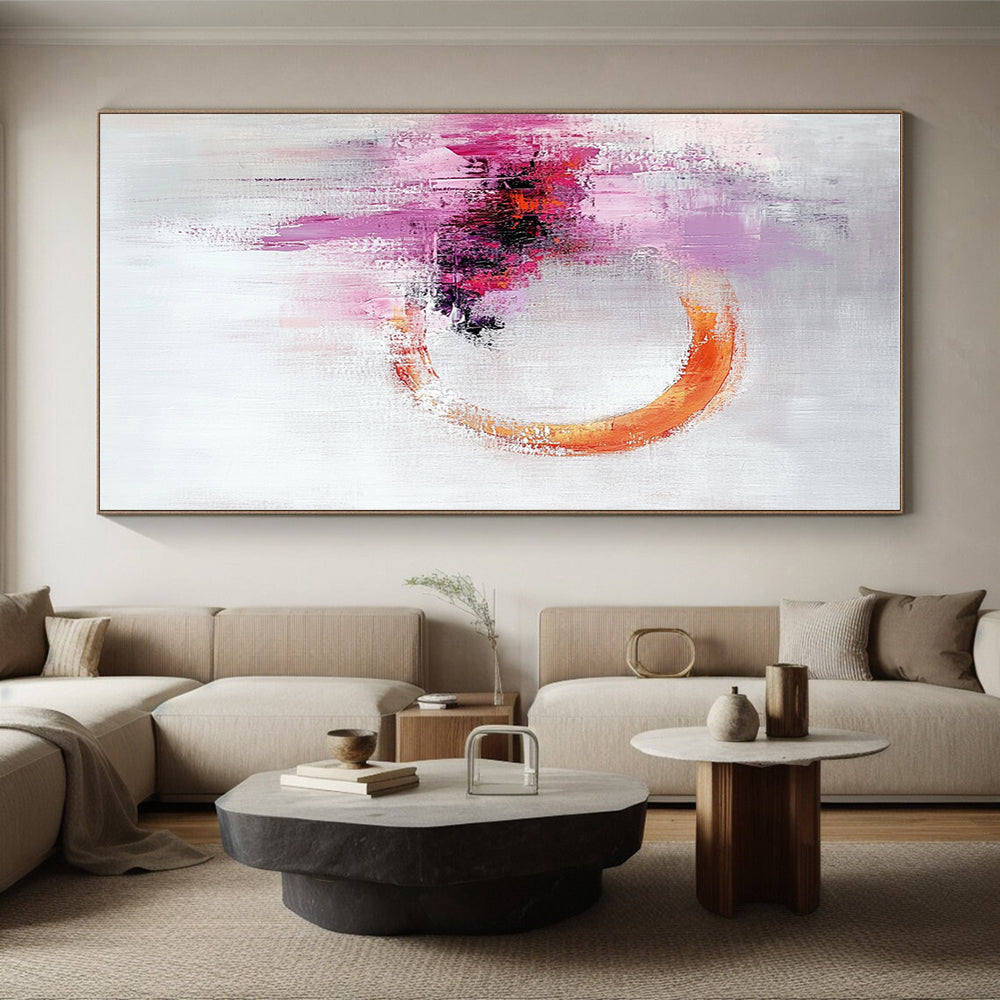 Purple Orange Abstract Painting with Circular Motifs GER705