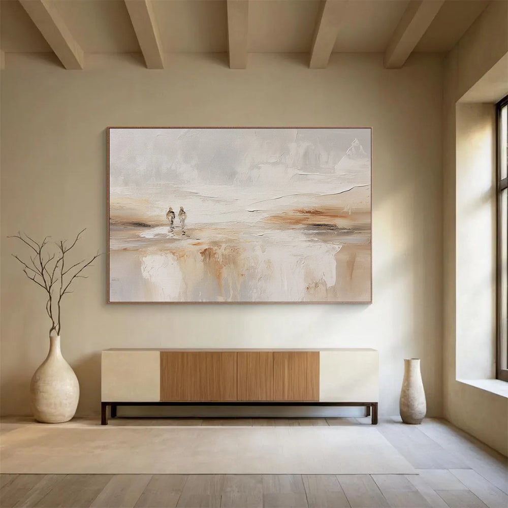 Beige Grey Figure Abstract Painting THY079