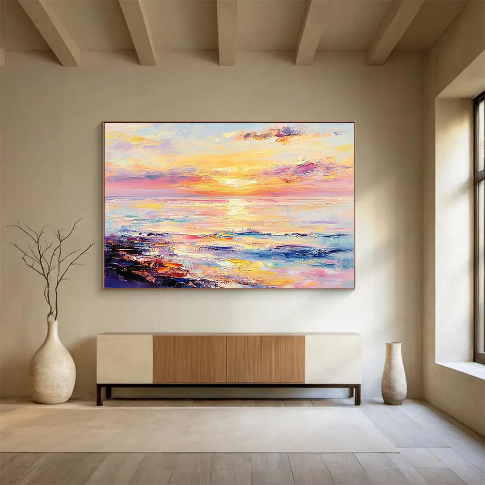 Pastel Sunset Abstract - Dreamy Ocean Abstract Painting DYP008