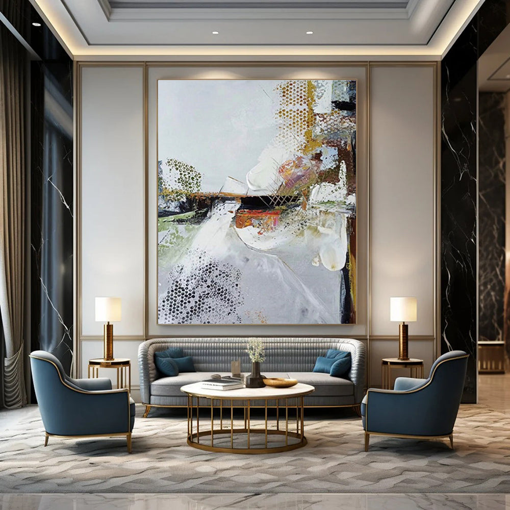 Grey Colorful Textured Abstract Painting ADGE047