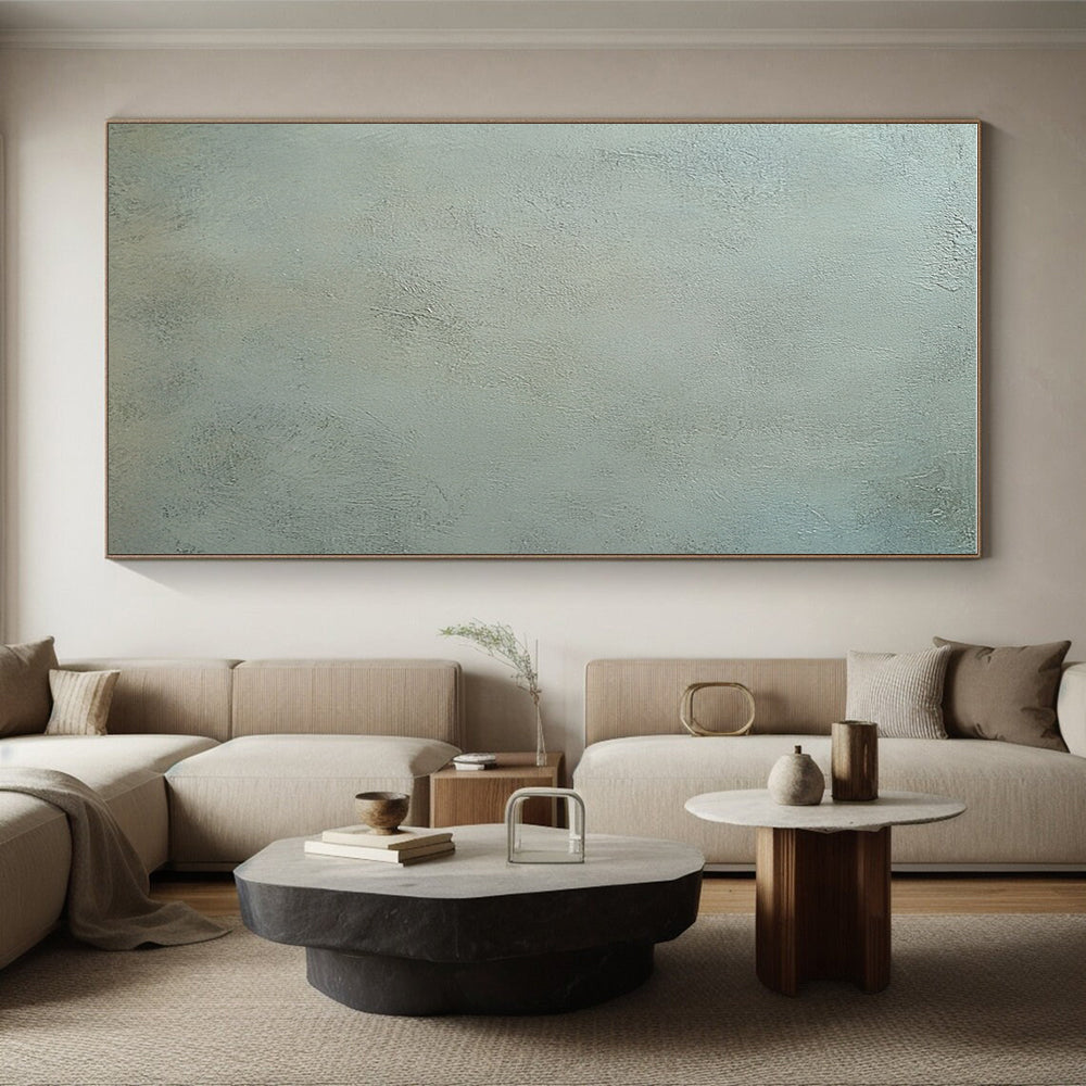 Light Green Textured Abstract Painting with Subtle Brushstrokes GER100