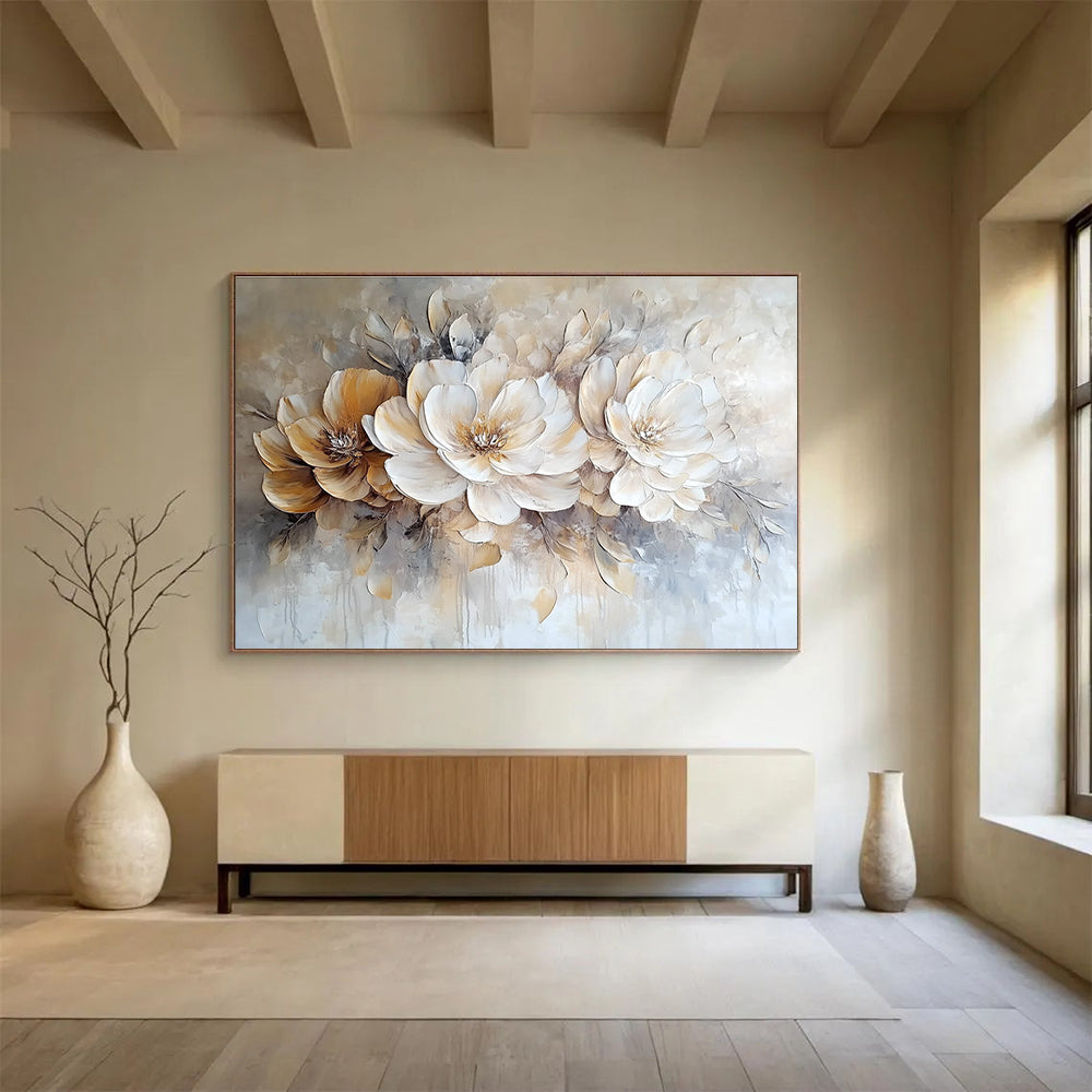 3D Floral Abstract - Textured Botanical Abstract Painting DYP003