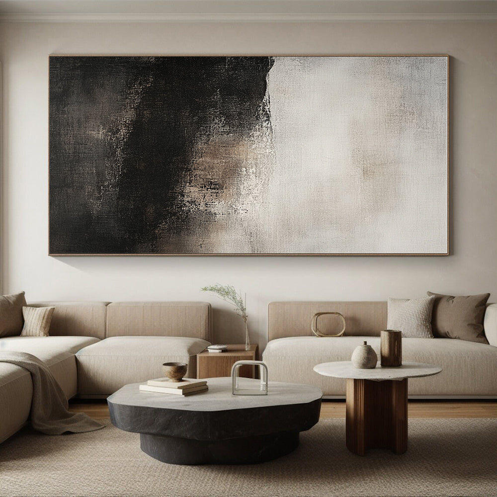 Black White and Gray Abstract Painting with Subtle Gradients GER428