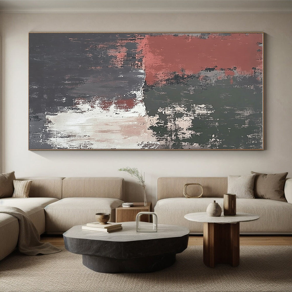 Earth - Toned Abstract with Red, Green, Gray, and White GER326