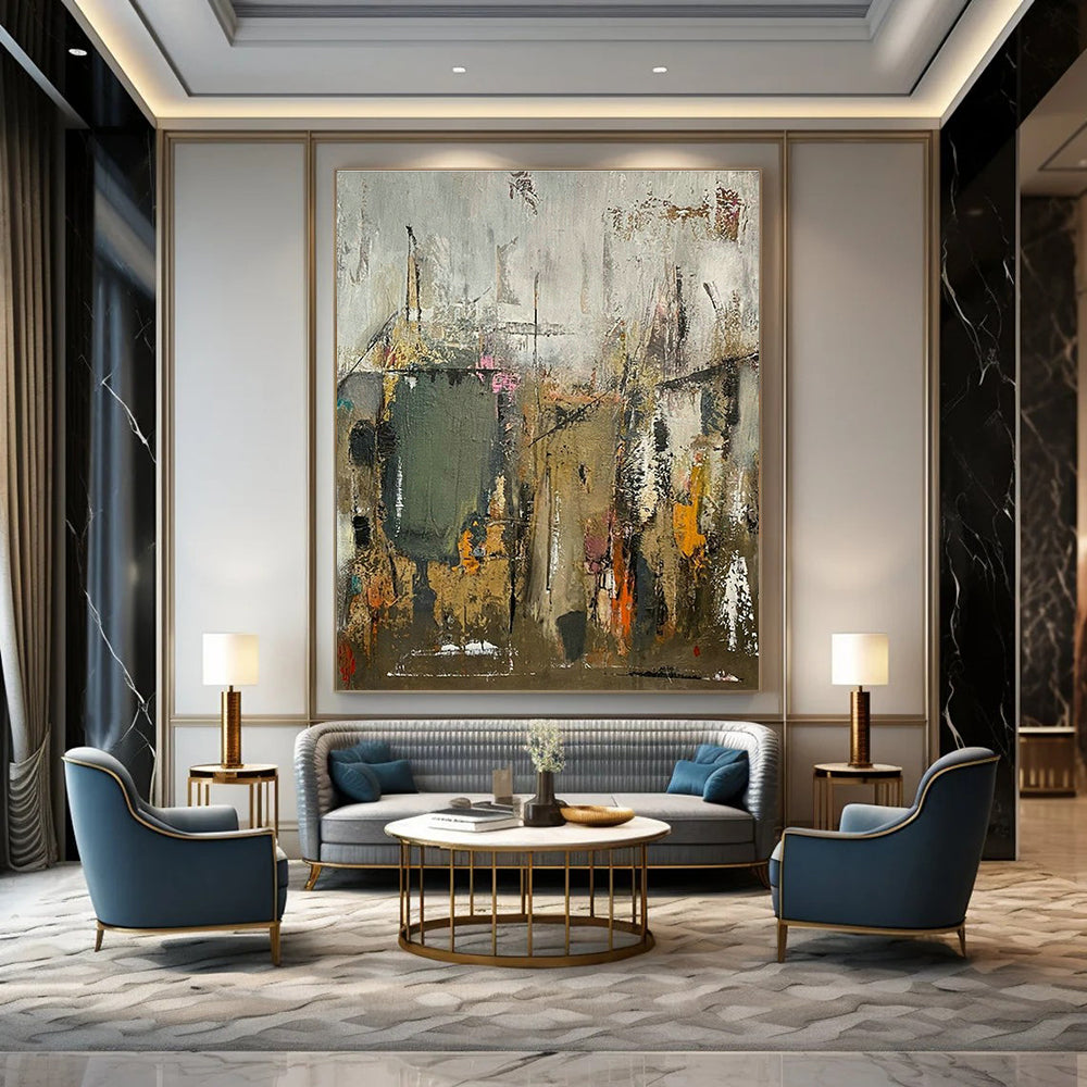 Enormous Bespoke Hand-Painted Abstract Canvas for Living Room & Hallway DLZ1045