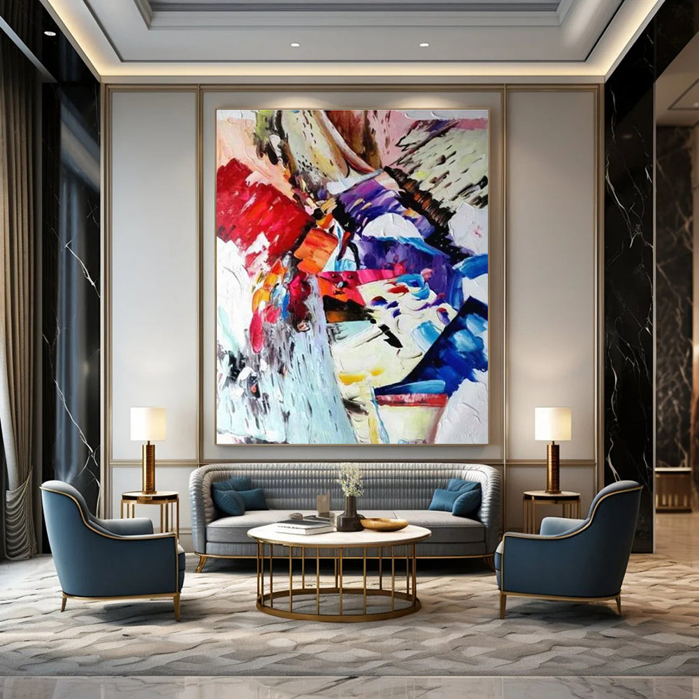 Colorful Abstract Composition Painting with Dynamic Forms ADGE420