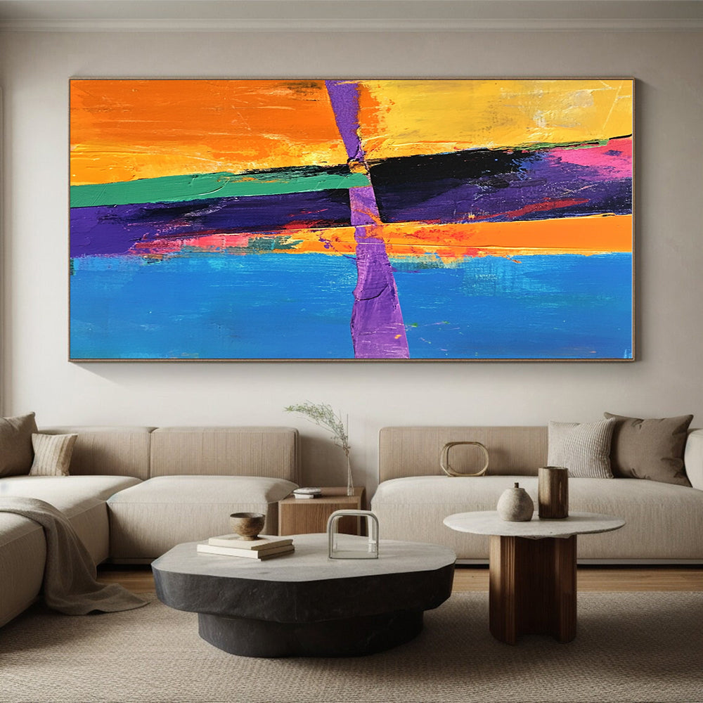 Bright Color Block Abstract Painting with Dynamic Shapes GER406