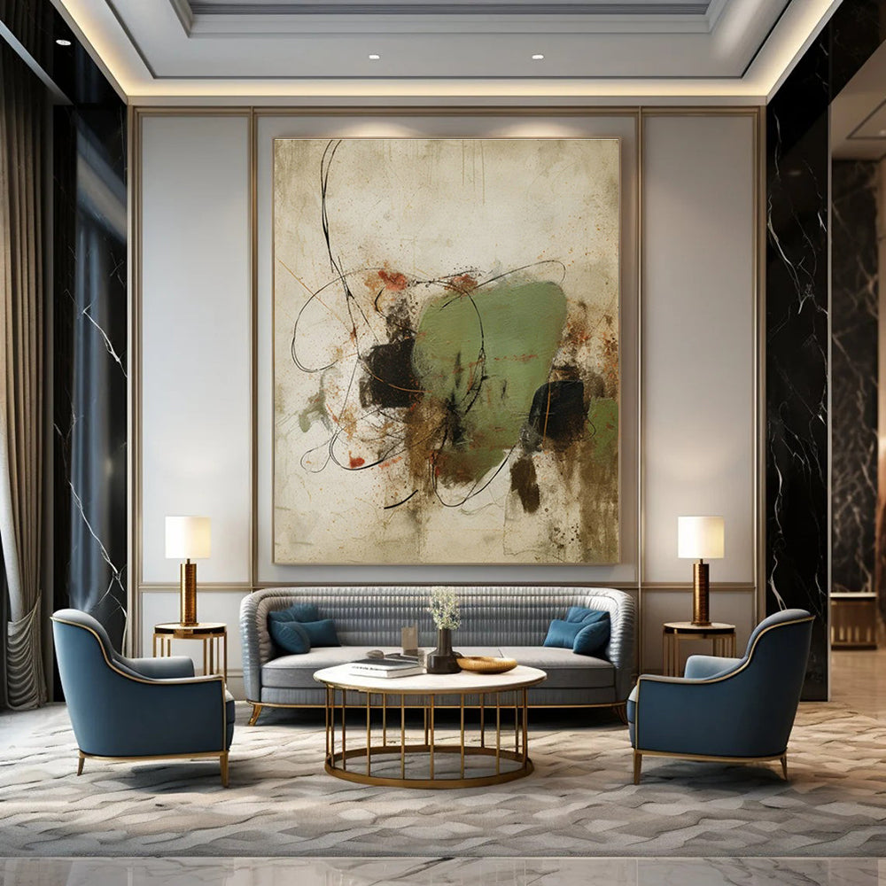 Abstract Hand - Painted Art for Entryway Grand Staircase Baluster Caps & Office Boardroom Table Center Inlays DLZ0893