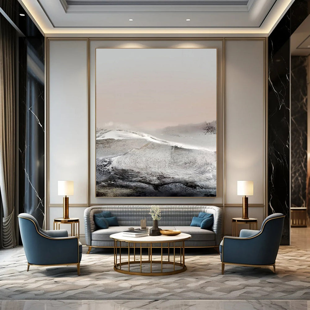 Misty Landscape in Gray and Soft Tones Abstract Painting ADGE178
