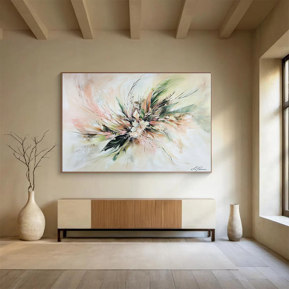 Soft - Toned Floral Abstract Painting with Delicate Brushstrokes DYP146