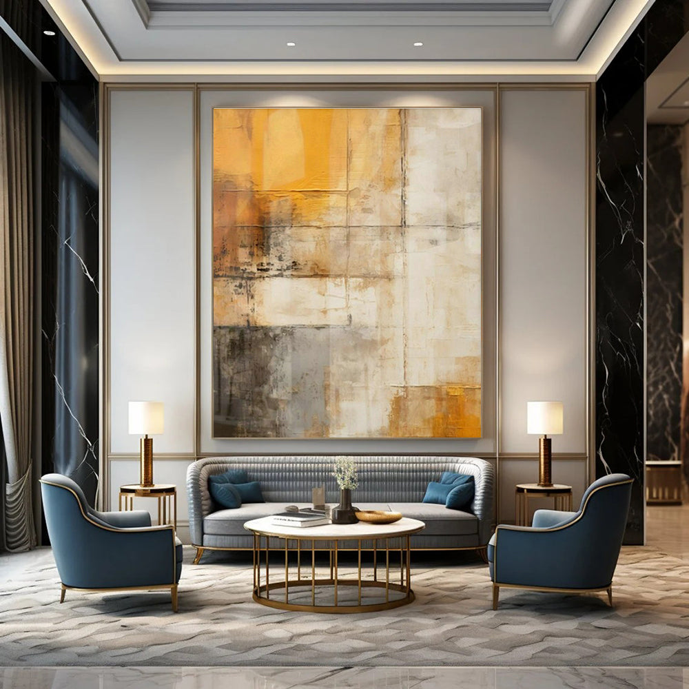 Large Customizable Hand-Painted Abstract Art for Living Room Media Wall and Entryway Console Table Backdrop DLZ1956