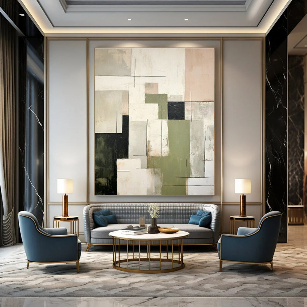 Oversized Abstract Hand - Painted Murals for Entryway Mudroom Lockers & Living Room Gaming Areas DLZ0599